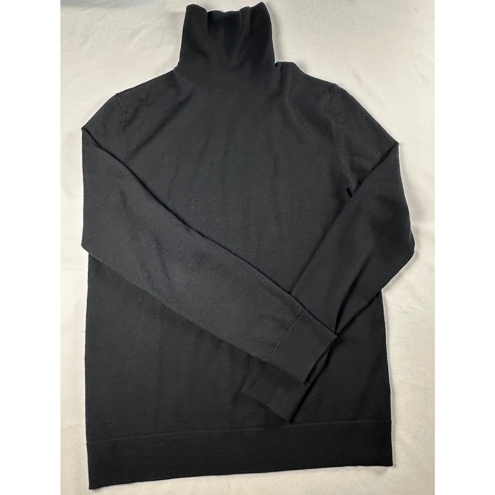 Banana Republic Italian Merino Wool Turtleneck Sweater Black Tall Medium
